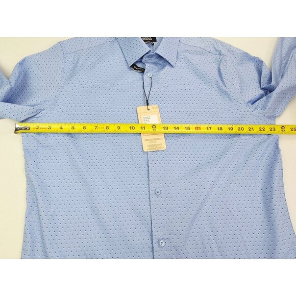 Scotch & Soda Amsterdam Sz 16.5/42 Mens Modern Fit Stretch Blue Polka Dots Shirt - Picture 3 of 12